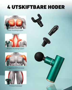 Fire utskiftbare massasjehoder for nakke, skuldre, rygg og ben