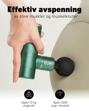 Massasjepistol med 15 kg slagkraft og 3200 slag per minutt for muskelknuter