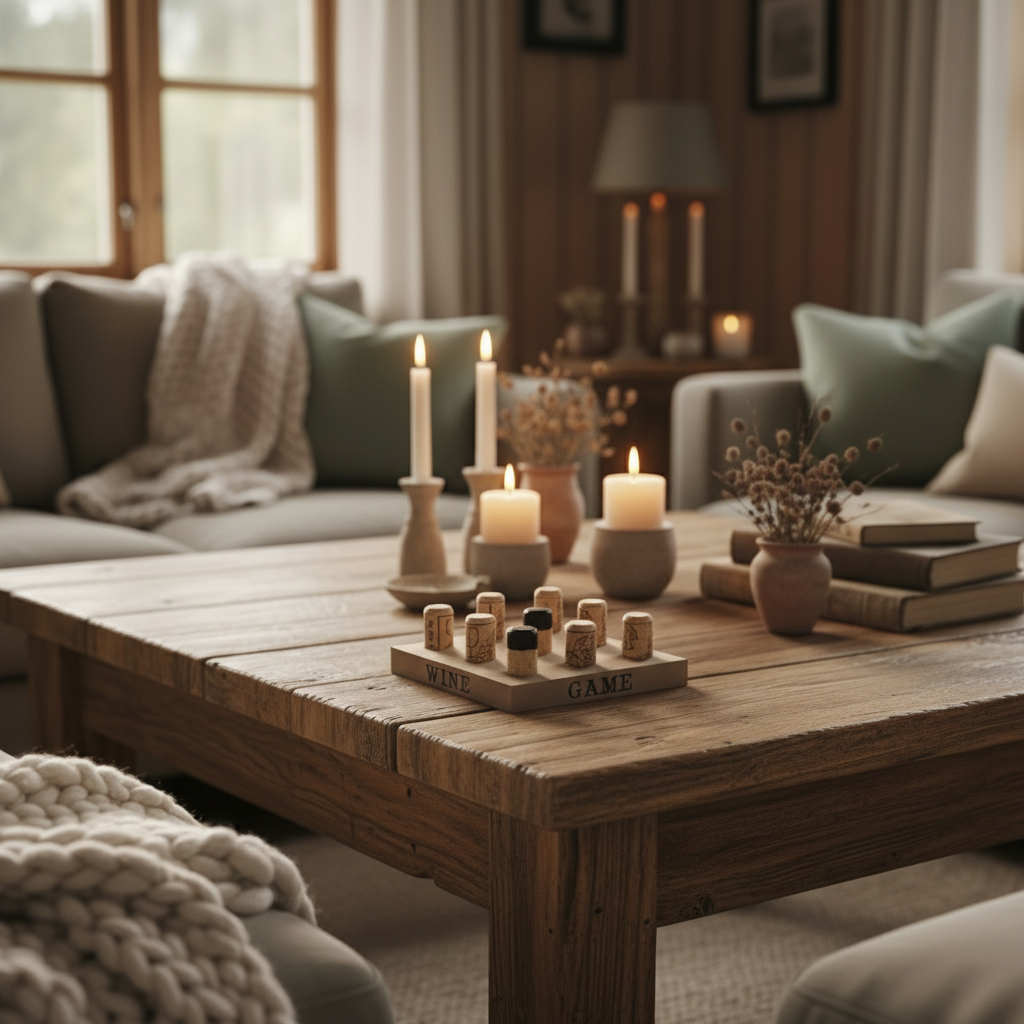 Spillsett tre på rad med vinkorker