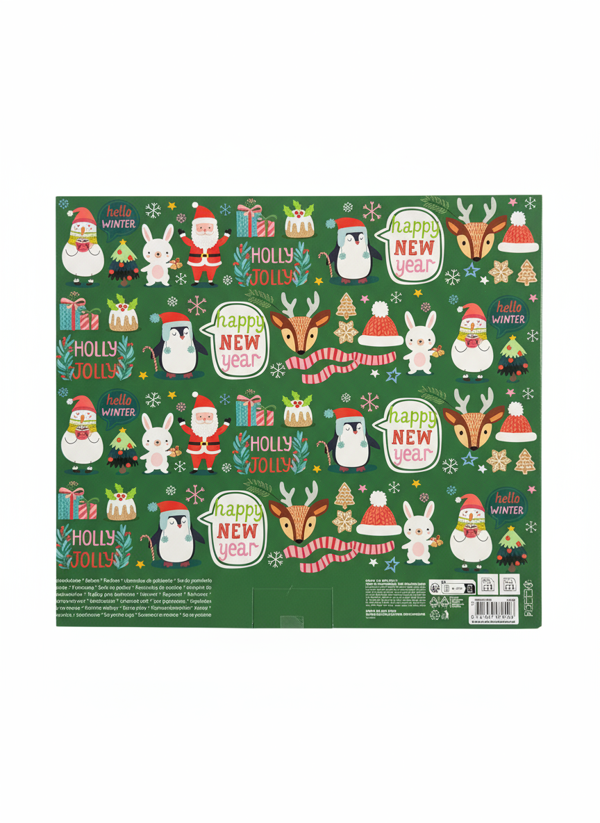 Juledesign bakesett i rødt og grønt – perfekt gave til barn bakside