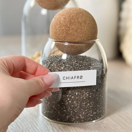 14-pk etiketter til tørrvarer for praktisk oppbevaring og oversikt i kjøkkenskap