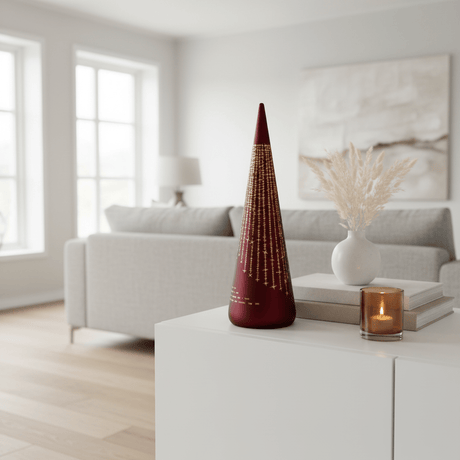 LED-lyslampe «Der lyser...» rød kegle, 25 cm - Lindas Dekor