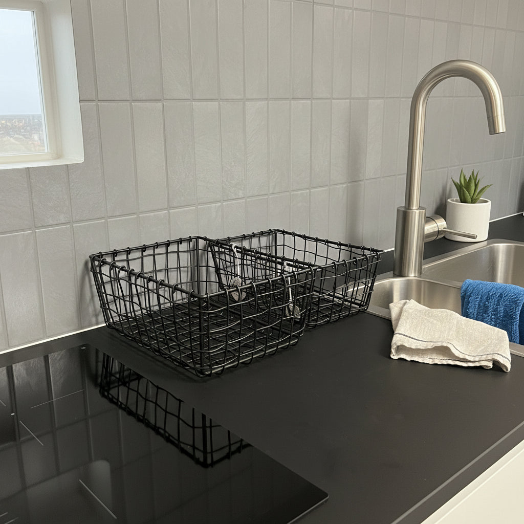 2-pk Trådkurv sort metall