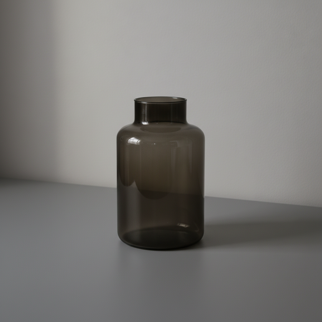 Vase i grått resirkulert glass 14 x 25 cm – enkel og elegant dekorvase fra Lindas Dekor.