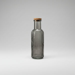 Antrasitt glassflaske 1L med korklokk - dekorativ kjøkkenflaske