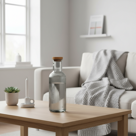 Glassflaske antrasitt 1 liter med kork 28cm - elegant oppbevaring