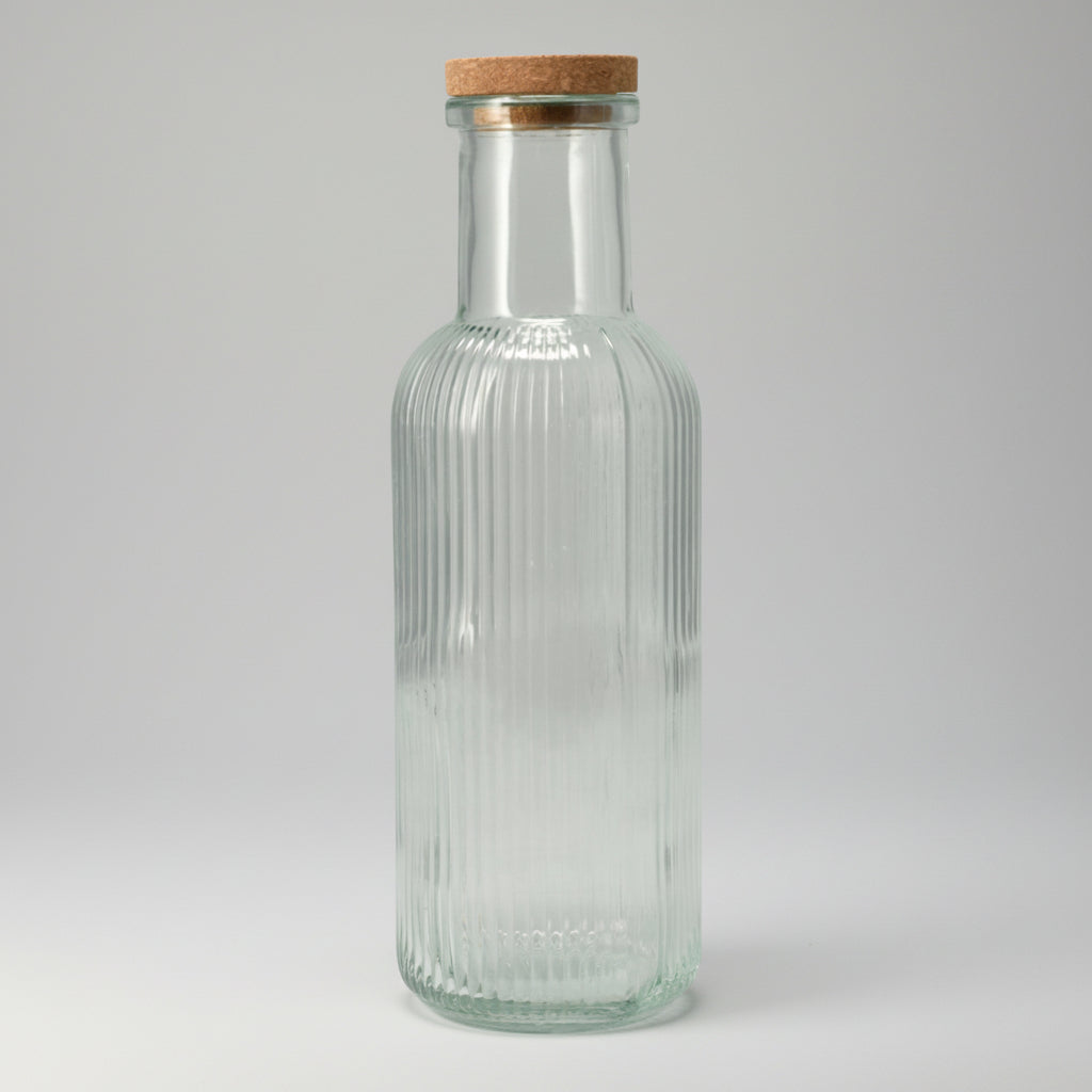 Glassflaske transparent 1 liter med kork - elegant oppbevaring kjøkken