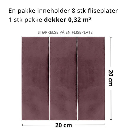 8 - pk Katja vinrød selvklebende fliser - Lindas Dekor