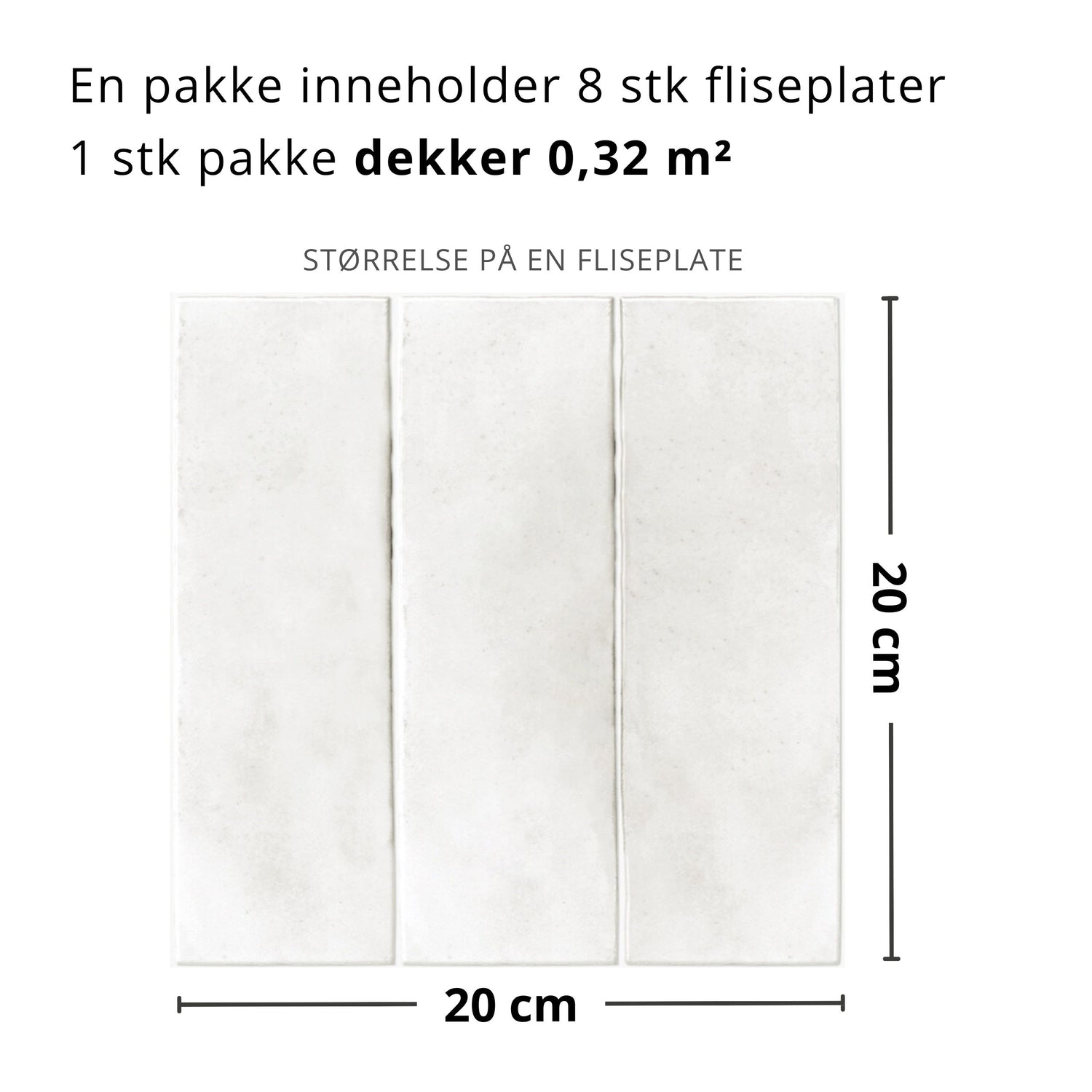 Produktbilde med mål og informasjon om Katja lys grå fliser