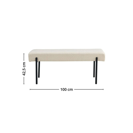 Swindon benk bouclé hvit 100 cm - Lindas Dekor