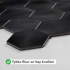 1-pk Midnatt hexagon selvklebende veggfliser