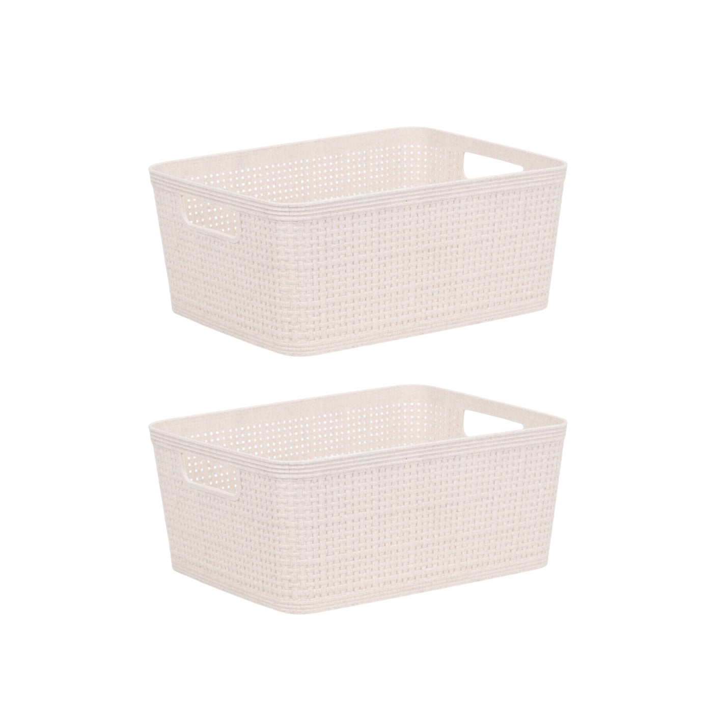 2-pk Oppbevaringskurv sandfarget 25 x 19 x 10 cm