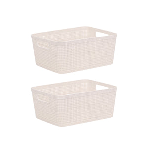 2-pk Oppbevaringskurv sandfarget 25 x 19 x 10 cm