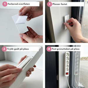 Ledningsholder festet på vegg for å holde grenuttak på plass