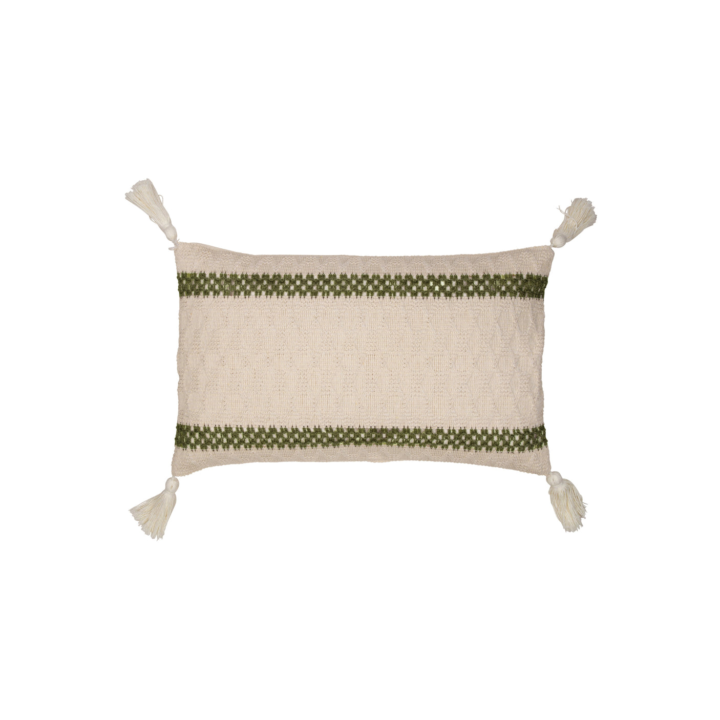 Grønt og naturfarget putetrekk 30 × 50 cm