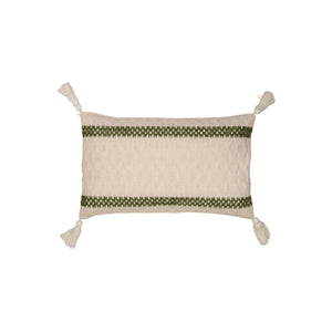 Grønt og naturfarget putetrekk 30 × 50 cm