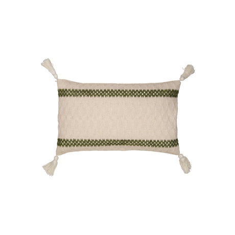 Grønt og naturfarget putetrekk 30 × 50 cm