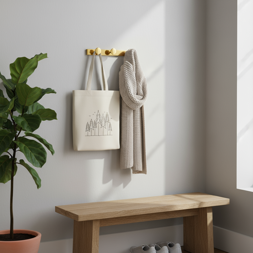 Knaggrekke i metall 3 knagger gull 42 × 5 cm