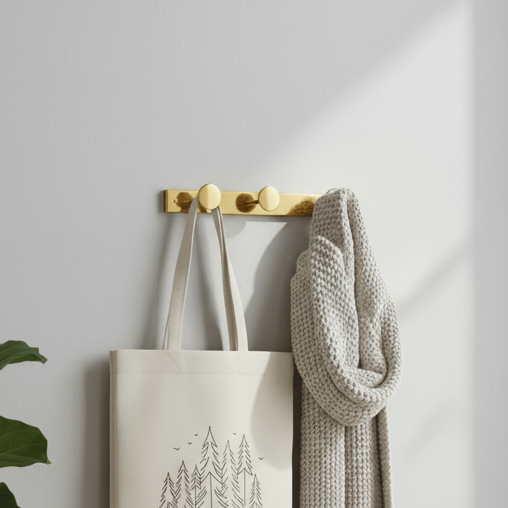 Knaggrekke i metall 3 knagger gull 42 × 5 cm - Lindas Dekor