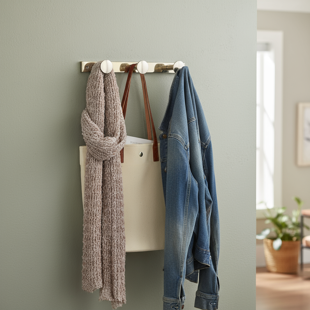 Veggknagg i metall med tre kroker