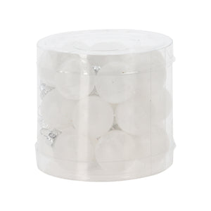 24-pk julekuler i matt hvitt glass 2,5 cm