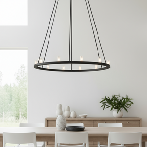 Taklampe rund 90 cm metall sort