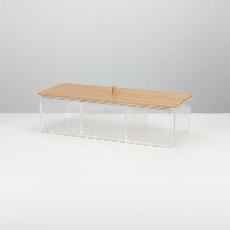 Oppbevaringsboks med bambuslokk 23 x 9,5 x 6,5 cm - Lindas Dekor