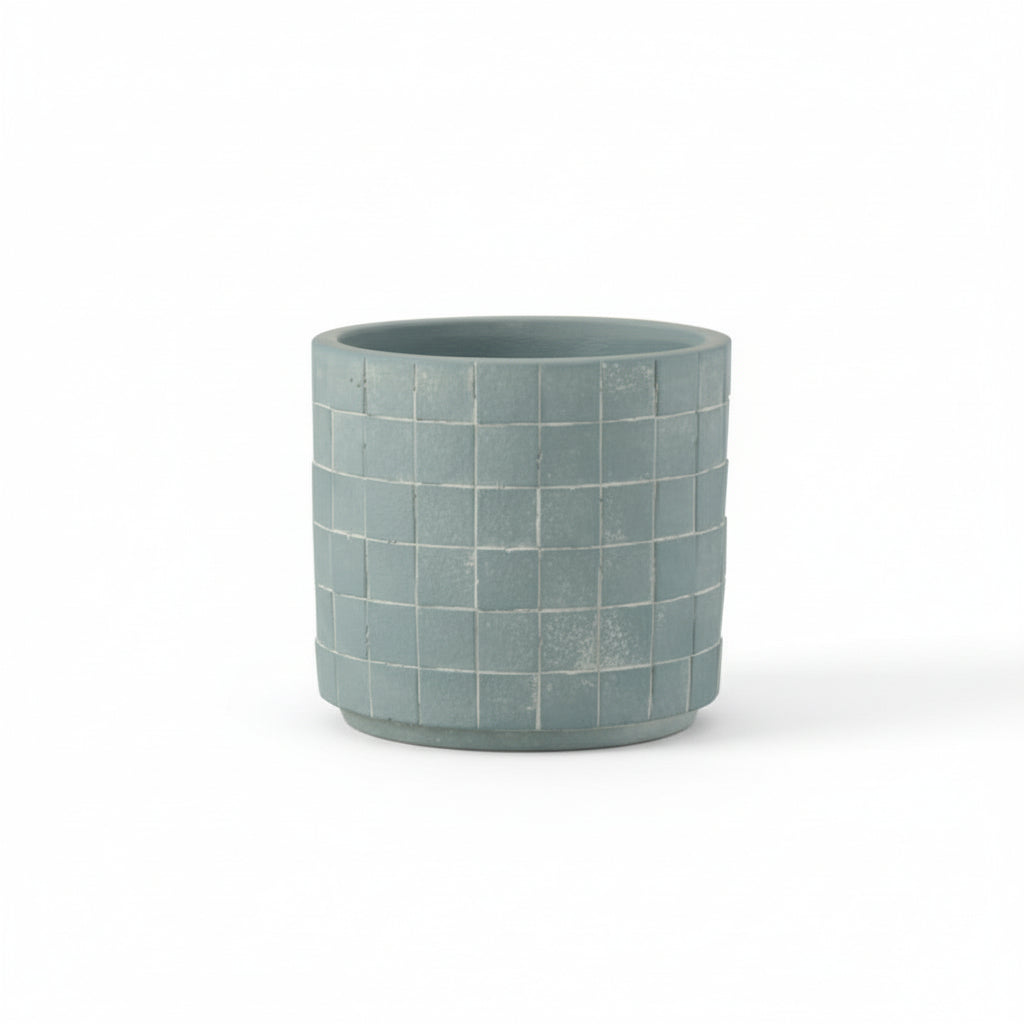Liten blomsterpotte i lyseblå keramikk, 12,5x12,5 cm for grønnplanter