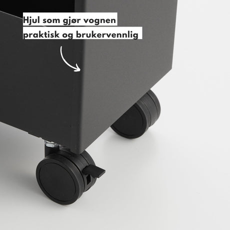 Oppbevaringsvogn på hjul sort 80,5 x 45,5 cm - Lindas Dekor