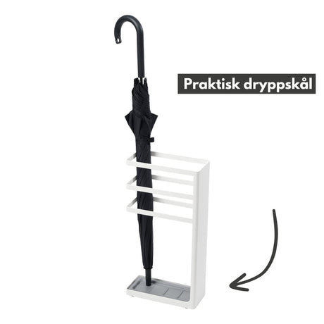 Paraplystativ med dryppskål, stor hvit - Lindas Dekor
