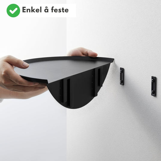 Vegghylle halvrund sort 40 cm - Lindas Dekor