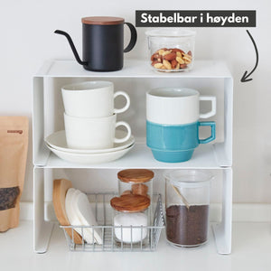 Stabelbar hylle smal hvit
