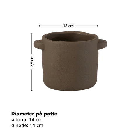 Potte Sement mørk brun liten