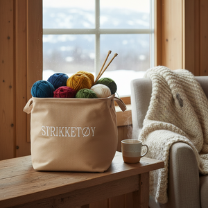 Kurv Strikketøy beige