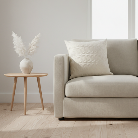 Kremfarget velur putetrekk med bølgestruktur - 45x45cm