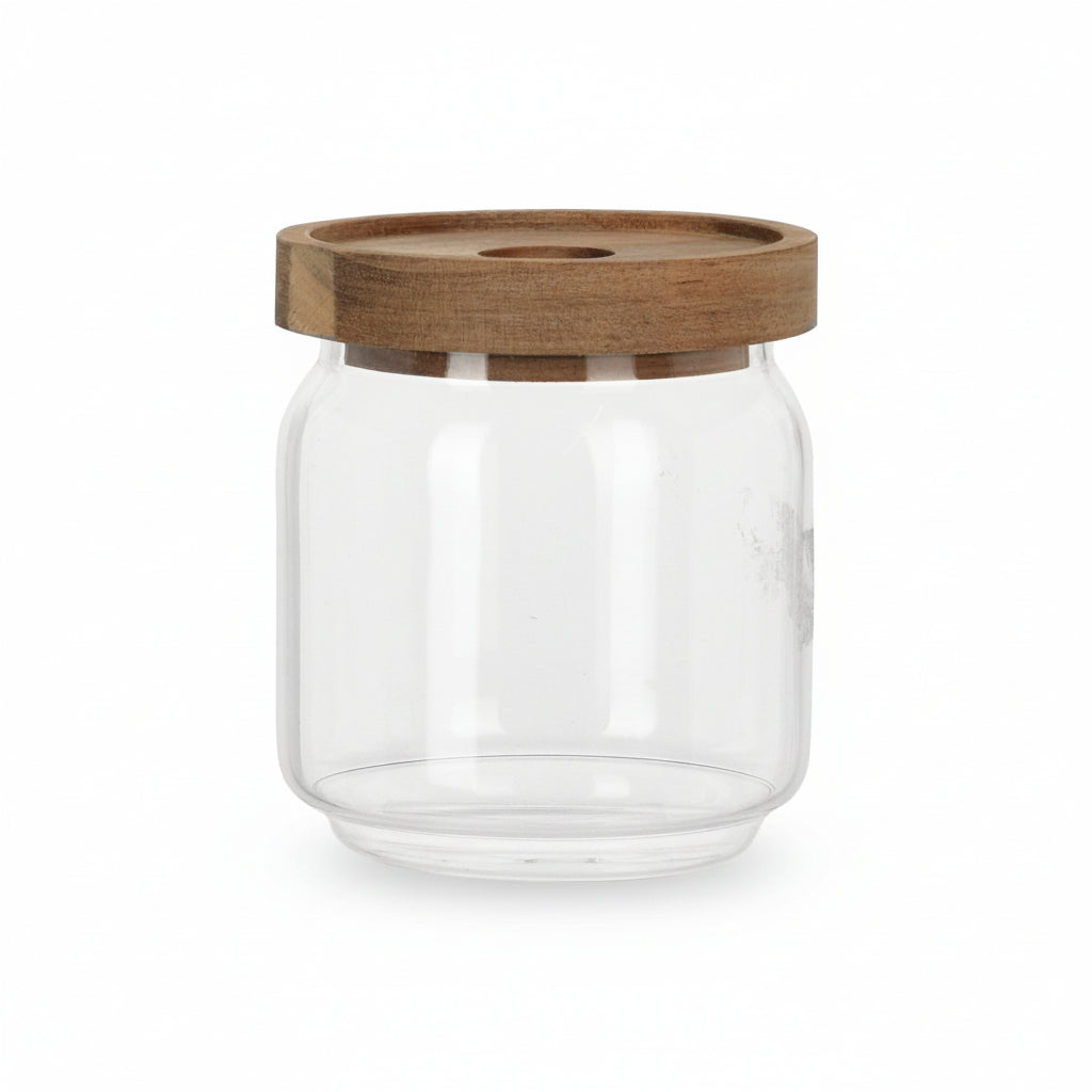 Glasskrukke med trelokk 9 x 10 cm