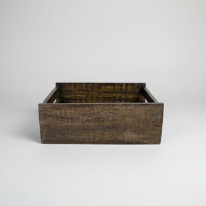 Premium oppbevaringskurv mangotre 31x25 cm - varm sort brunsort finish i nordisk stil