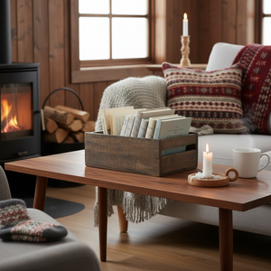 Håndlaget kurv i solid mangotre - sort brunsort finish med organisk skjønnhet