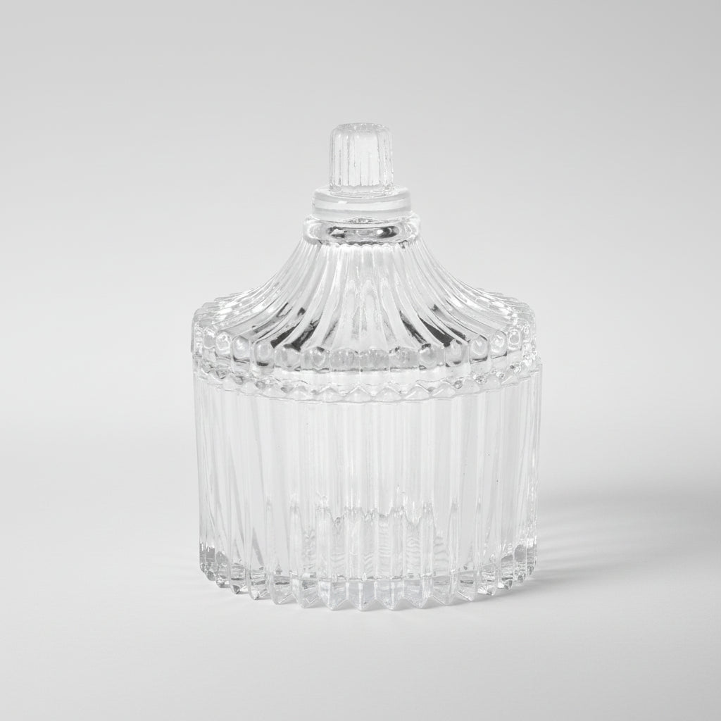 Glasskrukke 80ml med stripet dekor - perfekt til tørrvarer og te