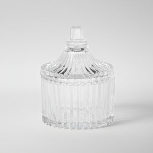 Glasskrukke 80ml med stripet dekor - perfekt til tørrvarer og te