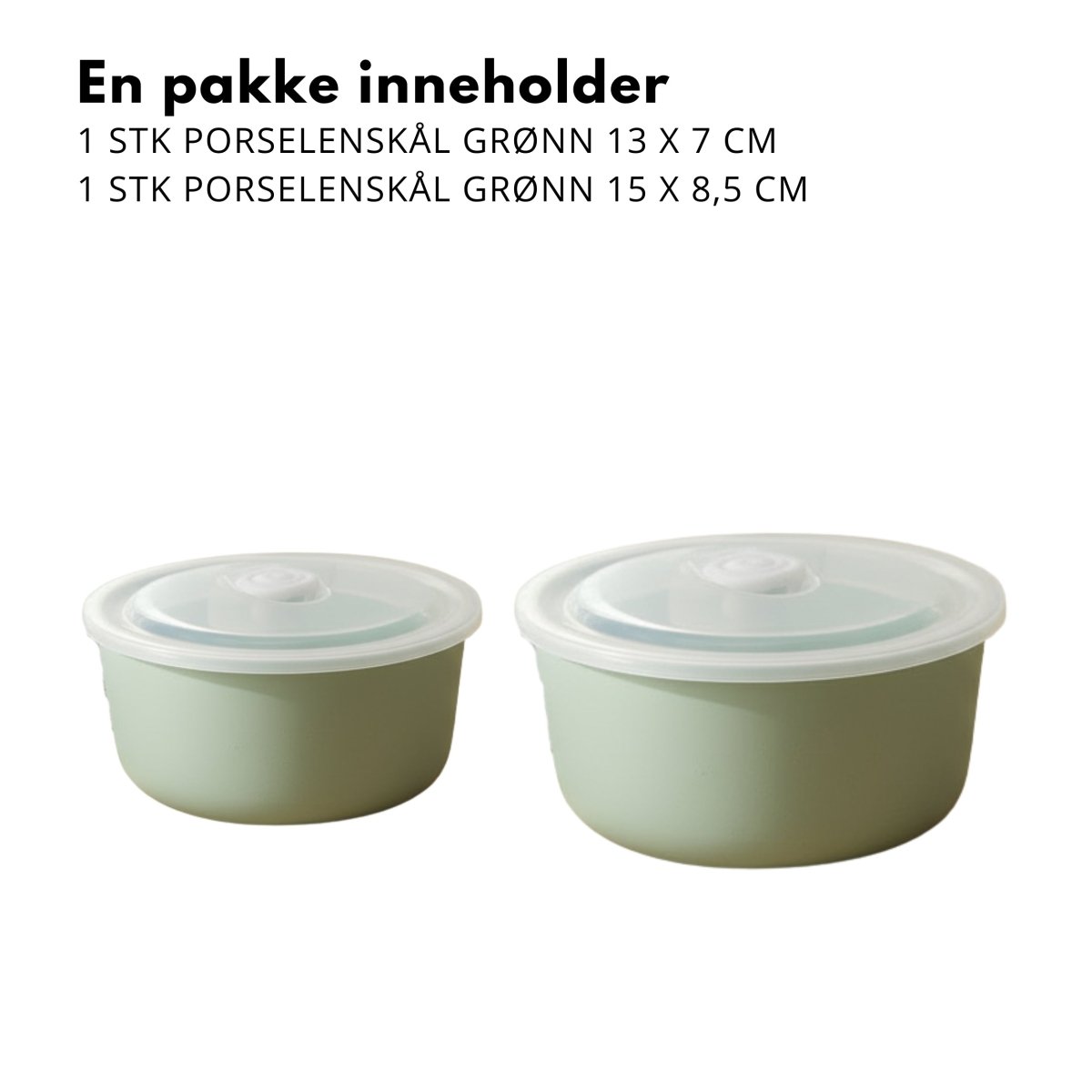 2 - pk Porselenskål med lokk og ventil grønn - Lindas Dekor