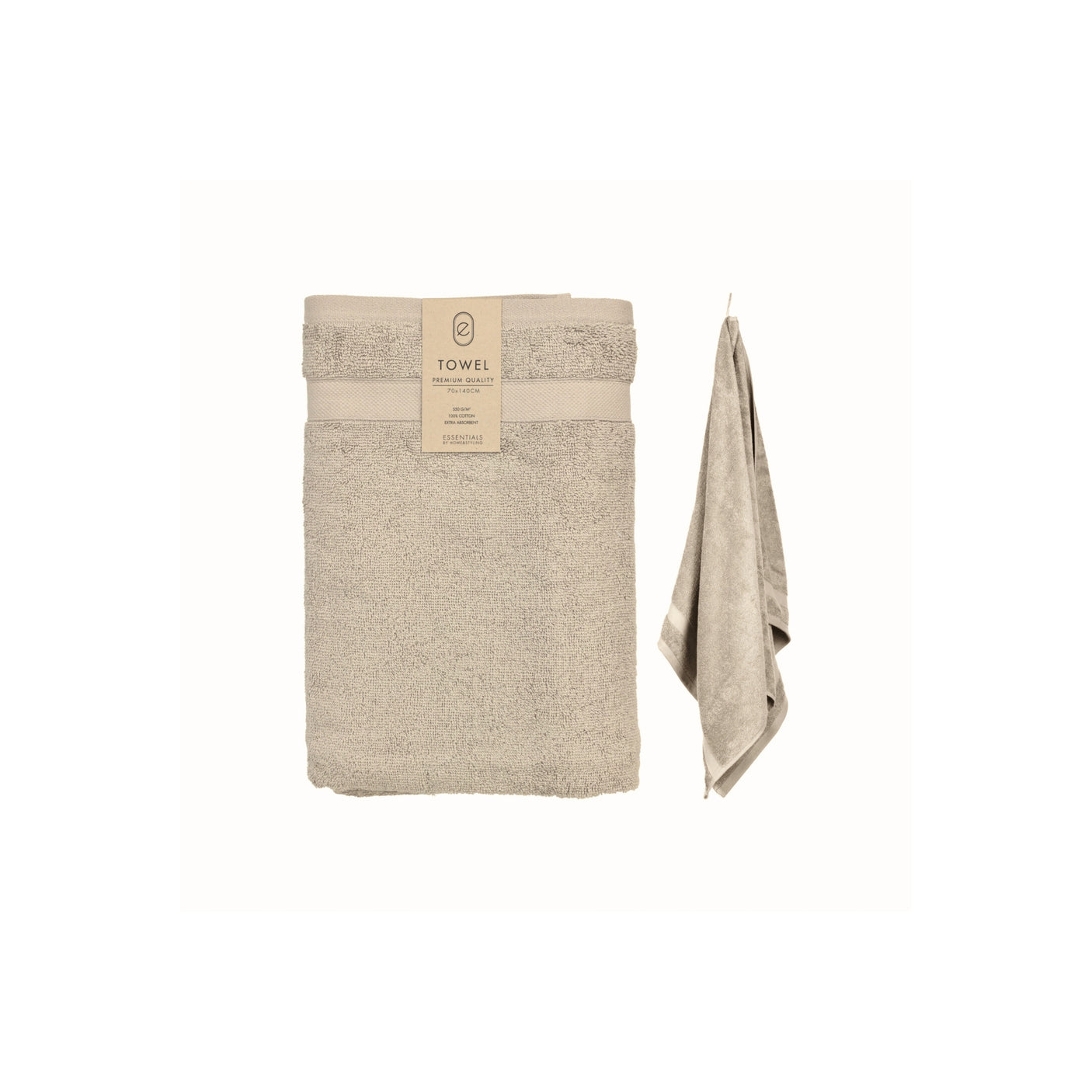 Badehåndkle 70x140cm i sandbeige 100% bomull 550 gram