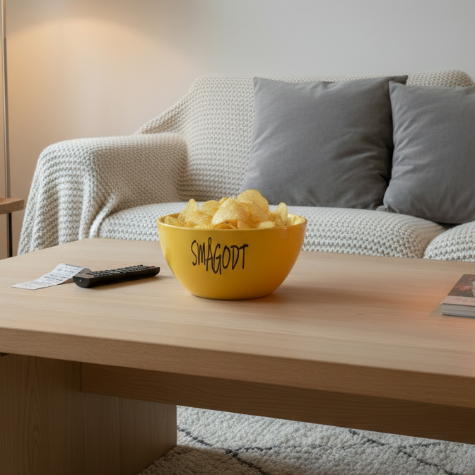 Skål keramikk gul Smågodt 15,5 x 7,5cm