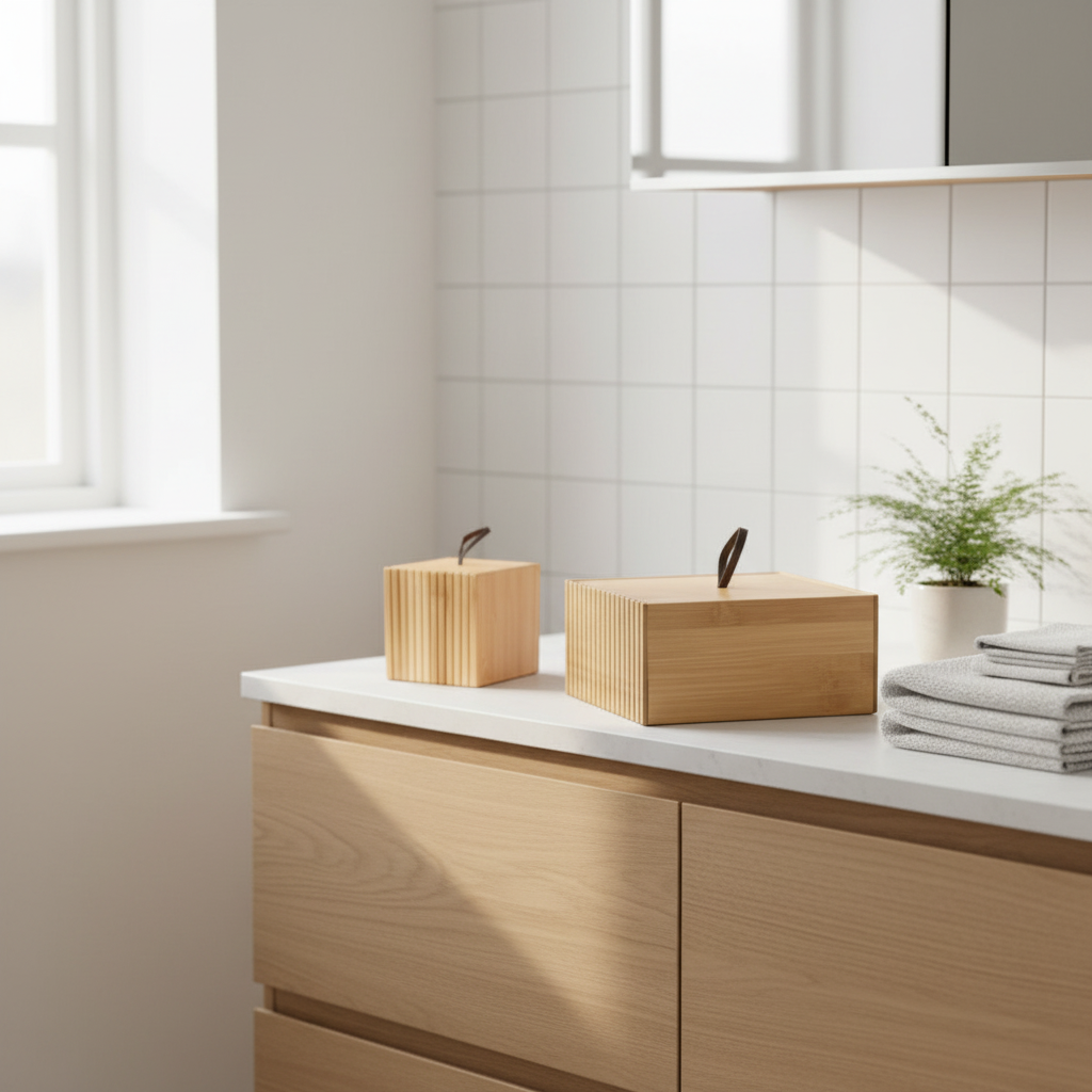 2-pk oppbevaringsbokser bambus