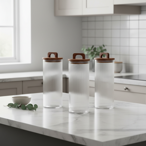 3-pk krukke rillet glass 1650 ml