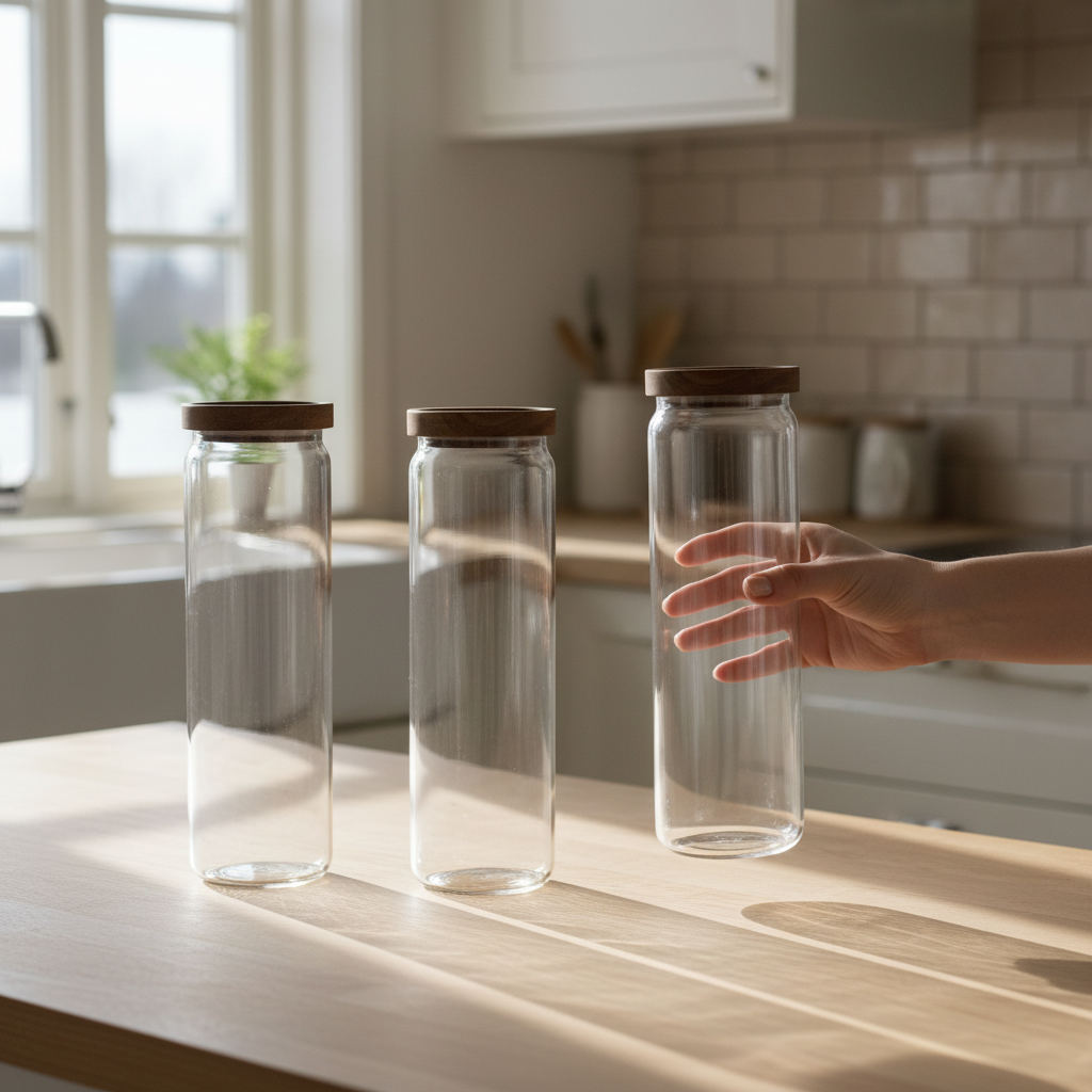 3-pk glasskrukke akasie 1,5 liter