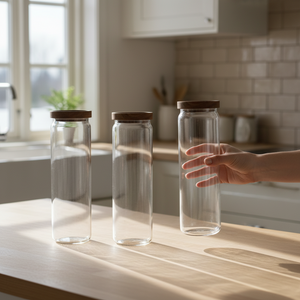 3-pk glasskrukke akasie 1,5 liter