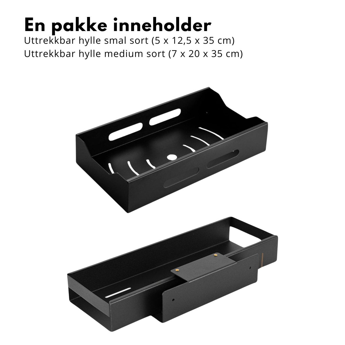 Sett med uttrekkbare hyller sort - Lindas Dekor