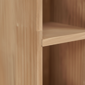 Vegghylle med små rom i furu