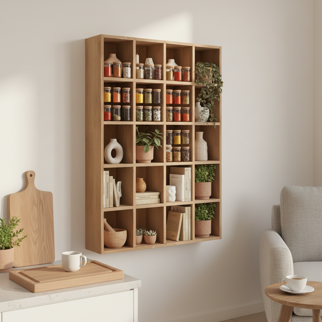 Vegghylle til små dekorobjekter